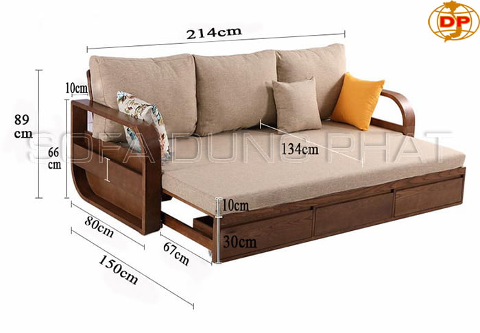 Kích thước những sản phẩm sofa giường gỗ thông minh