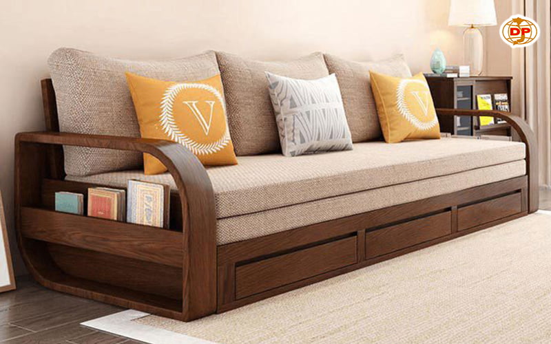 Ghế Sofa Giường Chất Liệu Gỗ Bền Đẹp Mộc Mạc DP-GK18