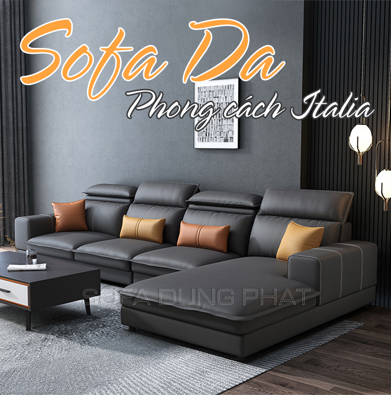Sofa Da Phong Cách Italia Đẹp giản Đơn Thiết Kế Tiện Lợi 