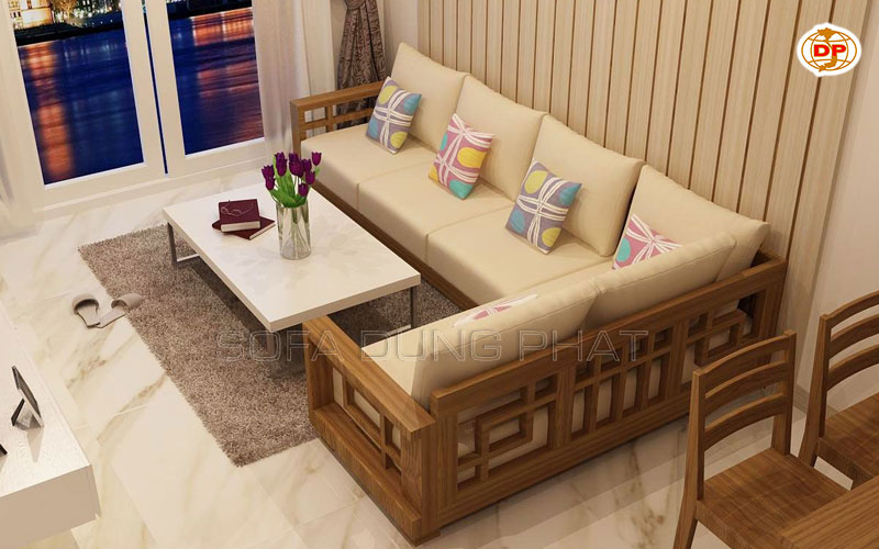 sofa góc bằng gỗ bền đẹp