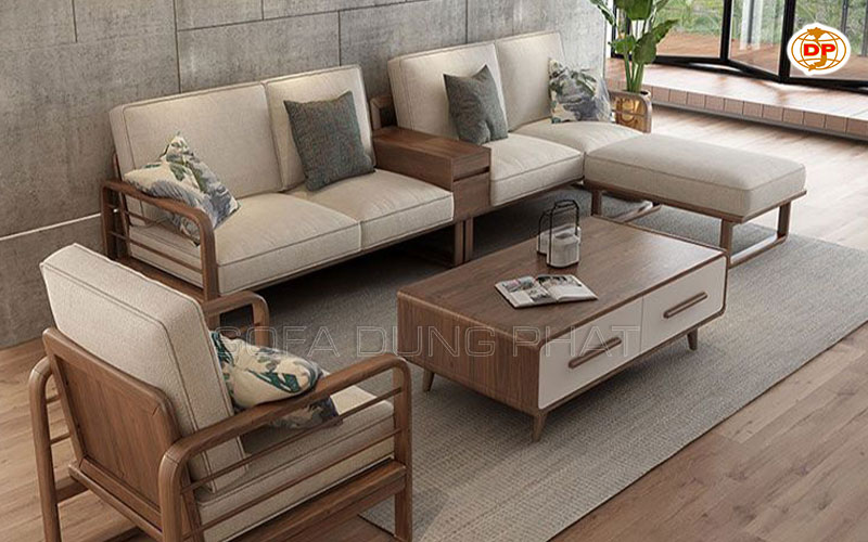 ghế sofa góc gỗ sồi