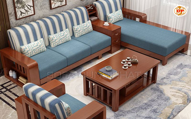 ghế sofa góc gỗ hương xám