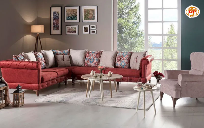 sofa góc màu đỏ chất lượng