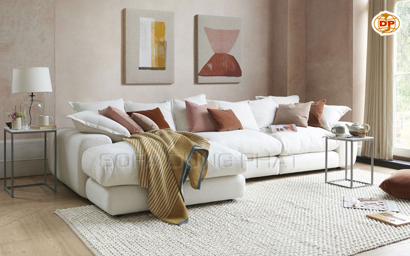 sofa góc màu trắng