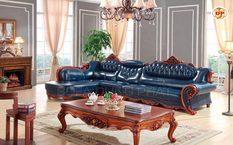 sofa tân cổ điển màu xanh giá rẻ