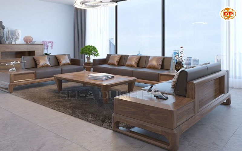 bàn ghế sofa gỗ phòng khách hiện đại