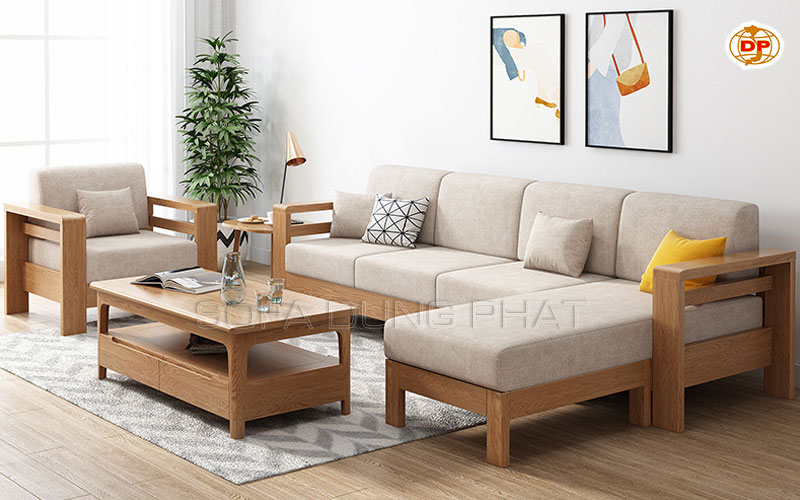 sofa góc gỗ sồi