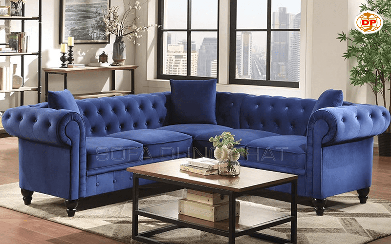 Sofa góc vải nỉ tận dụng không gian sống